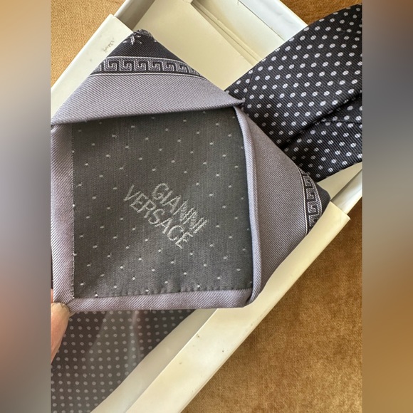 Original Gianni Versace rare find still in Box Silk neck Tie Polka dots
